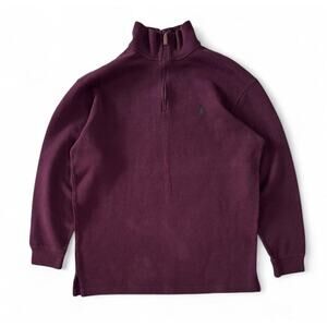 Polo Ralph Lauren Maroon Quarter-zip Sweater 100% Cotton Embroidered Pony XLT